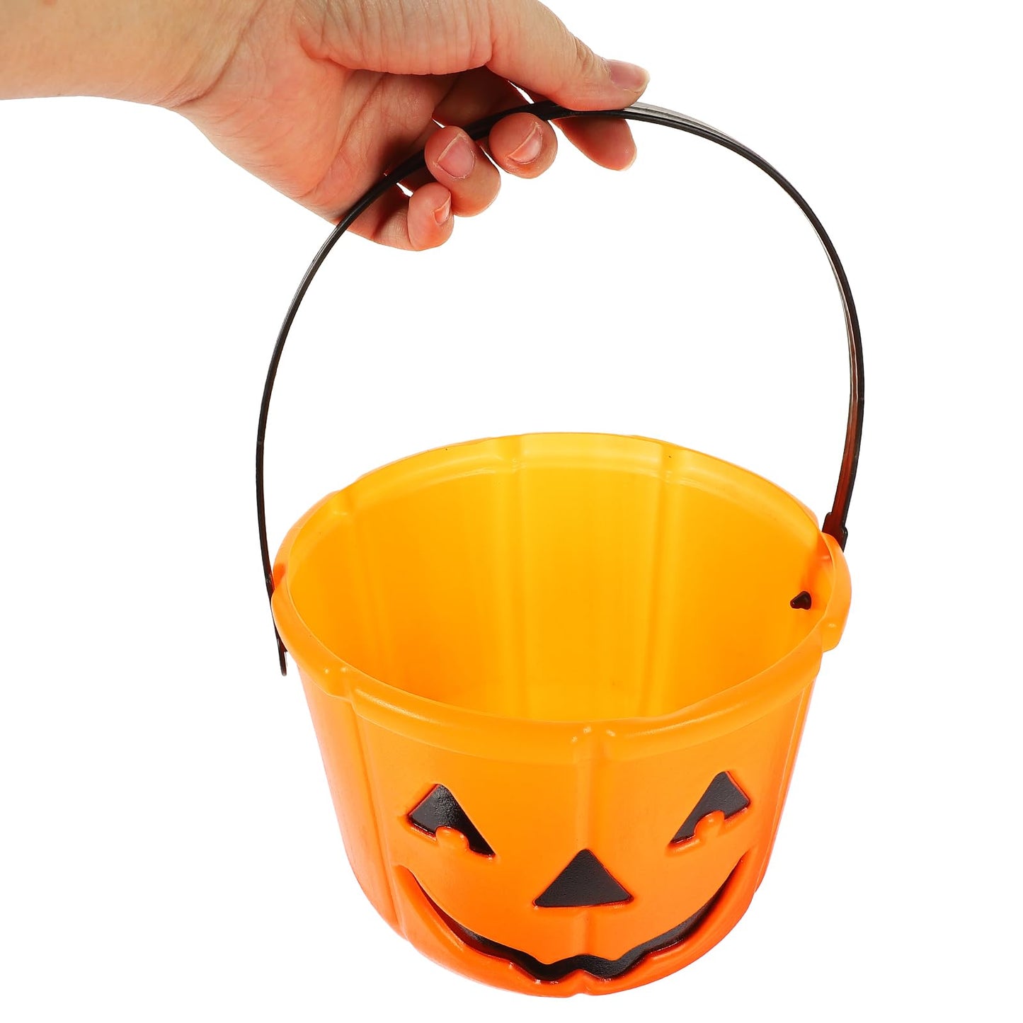 LUOZZY 4pcs Halloween Pumpkin Bucket with Handle Trick-or-Treat Bucket Halloween Party Candy Bucket Classic Pumpkin Shaped Bucket