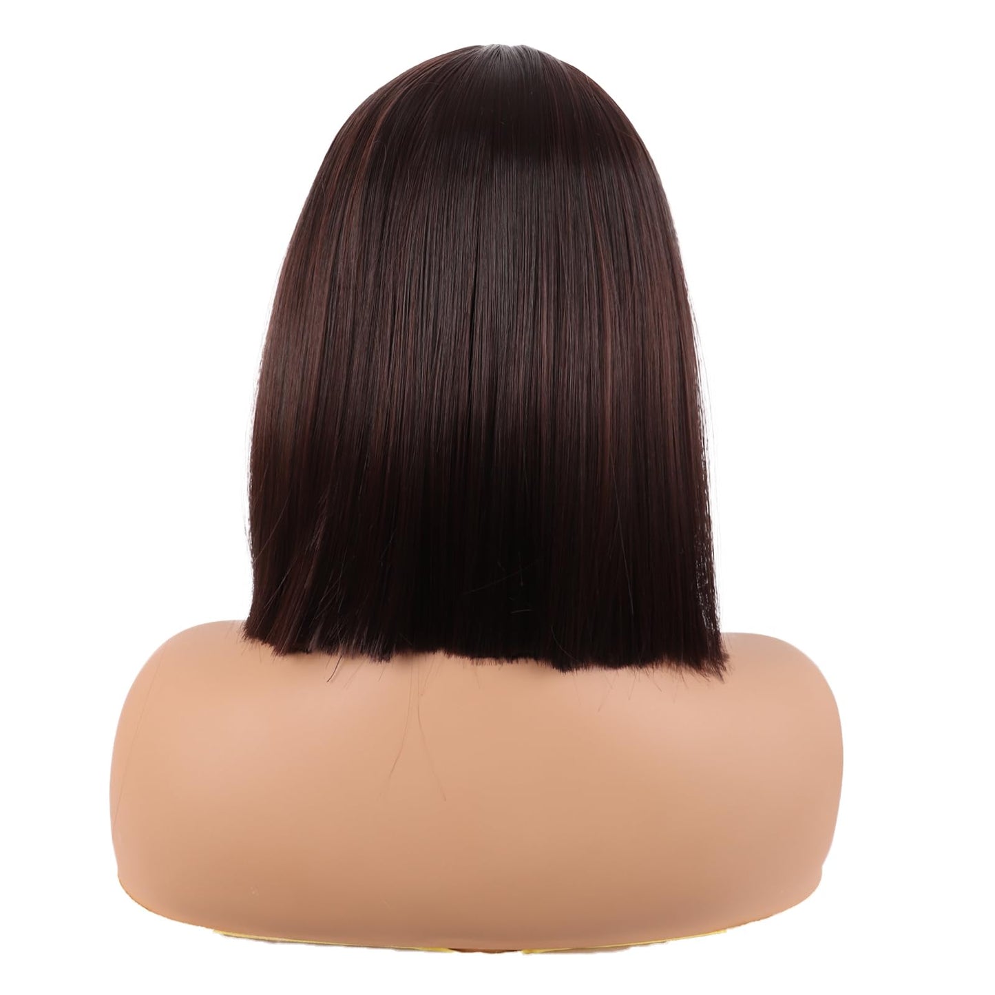 MapofBeauty 12 Inch/30 cm Straight Bob Flat Bangs Short Colorful Synthetic Hair Cosplay Party Wig (Dark Brown)