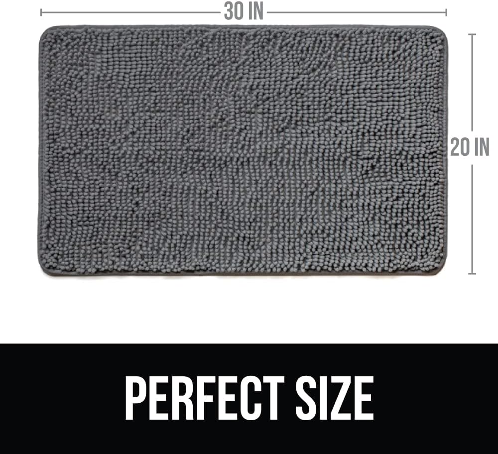 KANGAROO Bathroom Rugs, Chenille Soft Absorbent Bath Rug, Shaggy Shower Mat, Quick Dry Machine Wash Bathmat, Plush Carpet Mats for Tub, Bathtub and Room Home Decor Accessories, 36x24, Gray