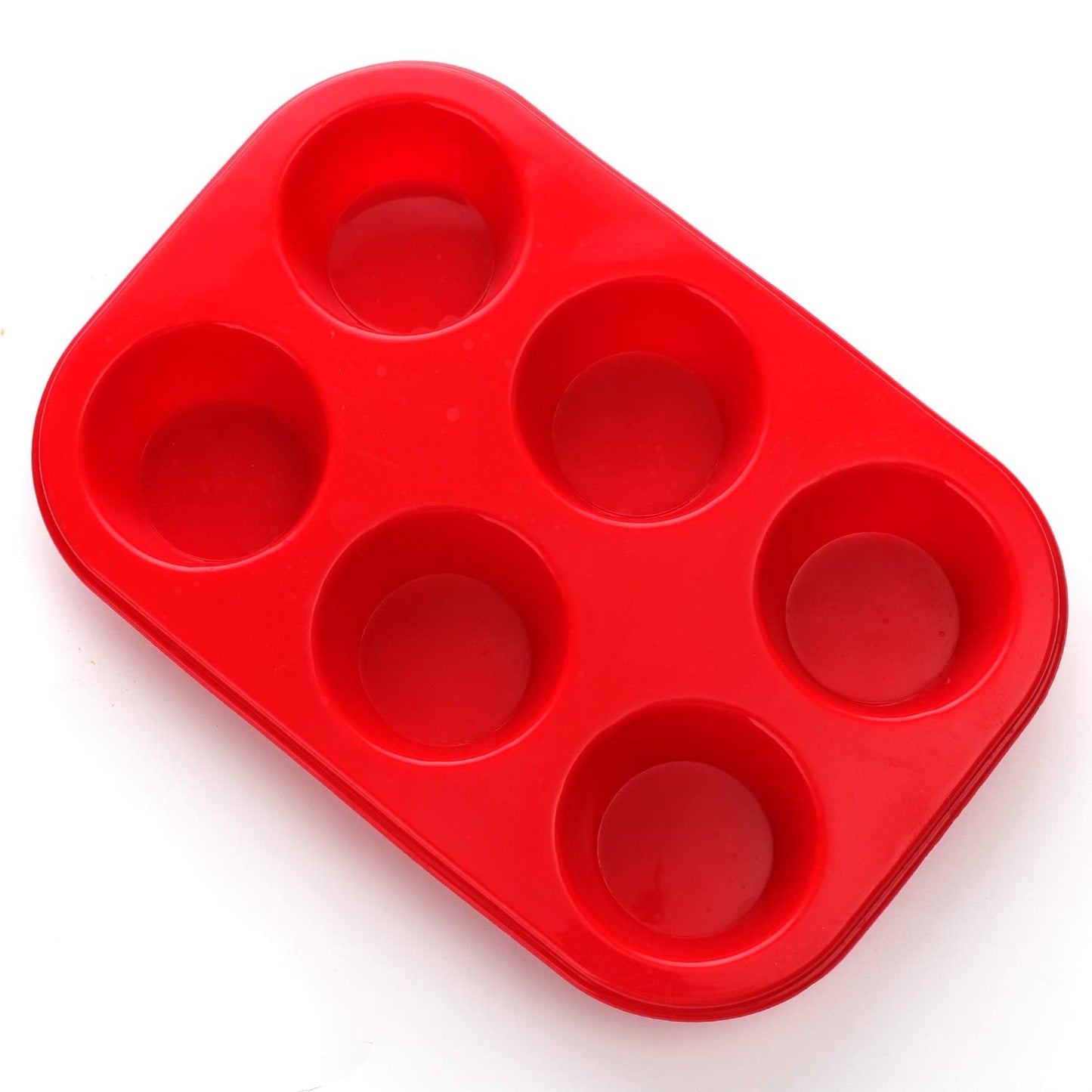 Aokinle Silicone Muffin Pan, European LFGB Silicone Cupcake Baking Pan, 6 Cup Muffin, Non-Stick Muffin Tray, Egg Muffin Pan, Food Grade Muffin Molds, BPA Free Muffin Tins Red