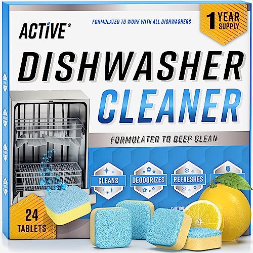 Dishwasher Cleaner And Deodorizer Tablets - 24 Pack Deep Cleaning Descaler Pods for Dish Washer Machine, Heavy Duty, Septi...