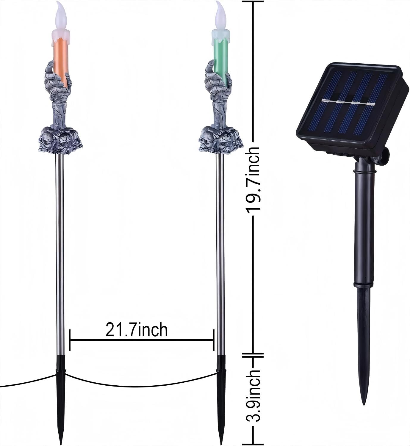 ILLUMINEW Halloween Decorations Outdoor, 5 Pack Solar Pathway Lights, LED Skull Hand Candle Holder, Outdoor Party Home Garden Porch Decor