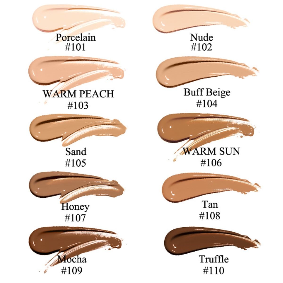2 Pack Meifen Foundation 103# Warm Peach and 104# Buff Beige,Full Coverage Flawless Soft Matte 24 HR Oil Control Waterproof Conc