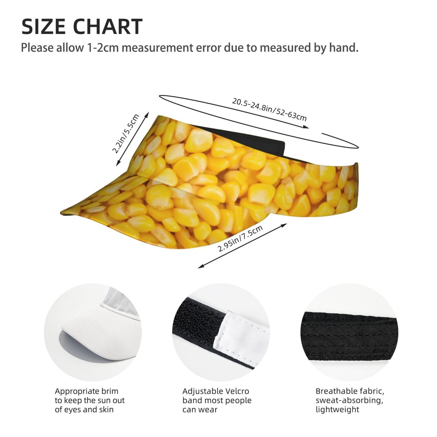 Sports Sun Visor Hats Canned Corn Ball Caps Empty Top Adjustable Baseball Sun Cap Hat for Women Men