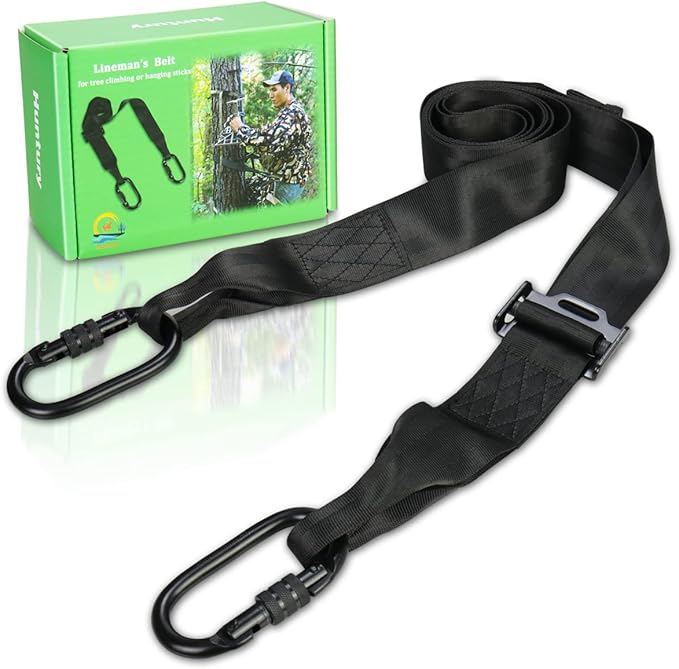 Huntury Linemans Belt For Hunting, Tree Climbing Strap, Adjust Length With One Hand, Lineman's Tether For Set Up Climbing ...