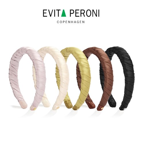 EVITA PERONI Black Mulberry Silk Fabric Wide Hard Hair Wrap Band Headband Accessories for Women-Mustard Green