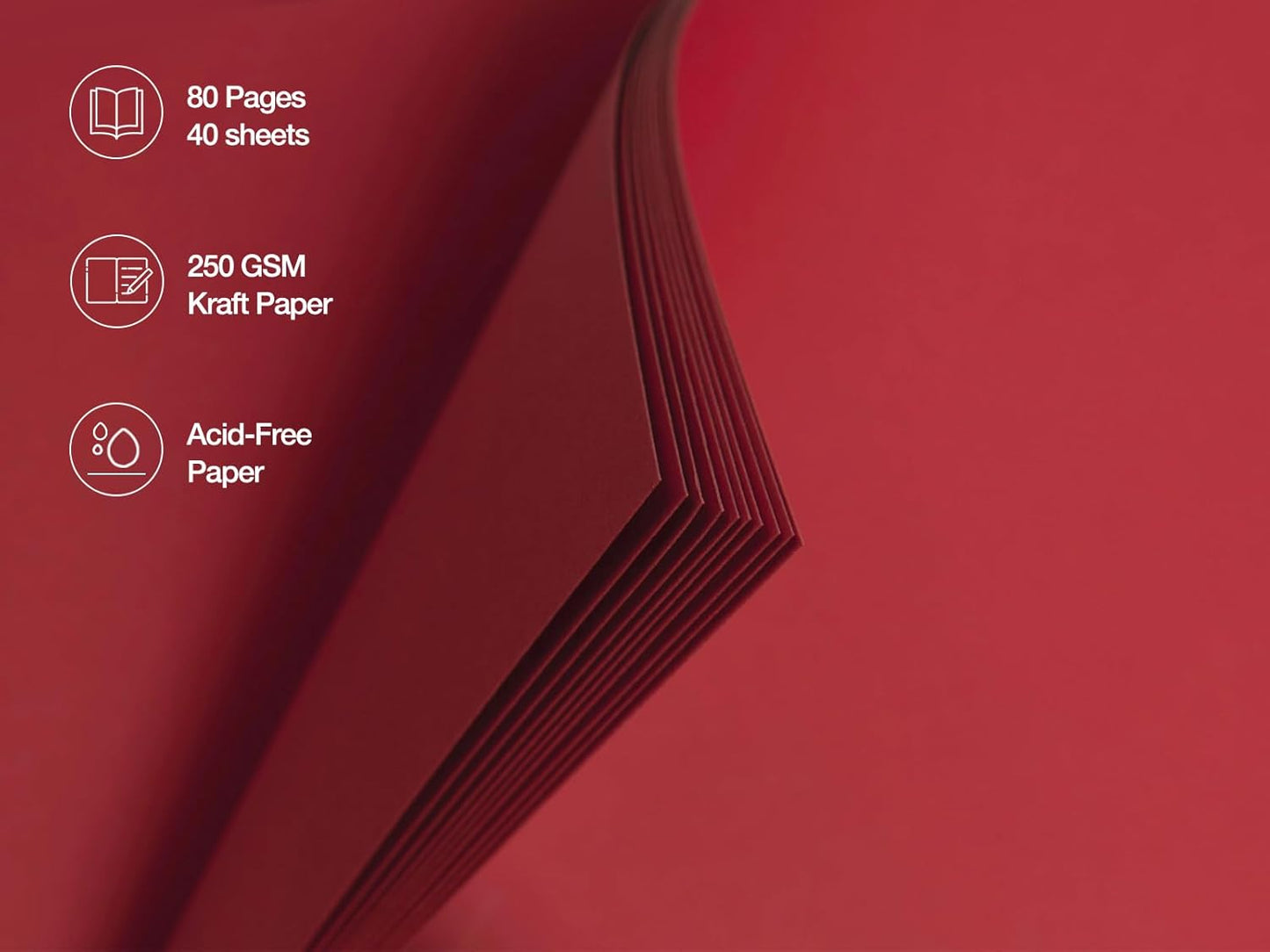potricher 8 x 8 Inch DIY Scrapbook Photo Album 80 Pages Thick Kraft Blank Red Paper Memory Book for Wedding and Anniversary Family (Red, 8 Inch)