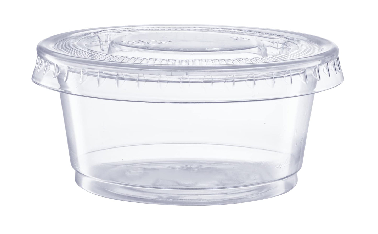 GUSTO [2 oz.-100] Count Clear Disposable Plastic Portion Cups with Lids - Soufflé Cups, Jello Shot Cups With Lids, Clear Plastic Containers Perfect for salad Dressing and More- Formerly Comfy Package
