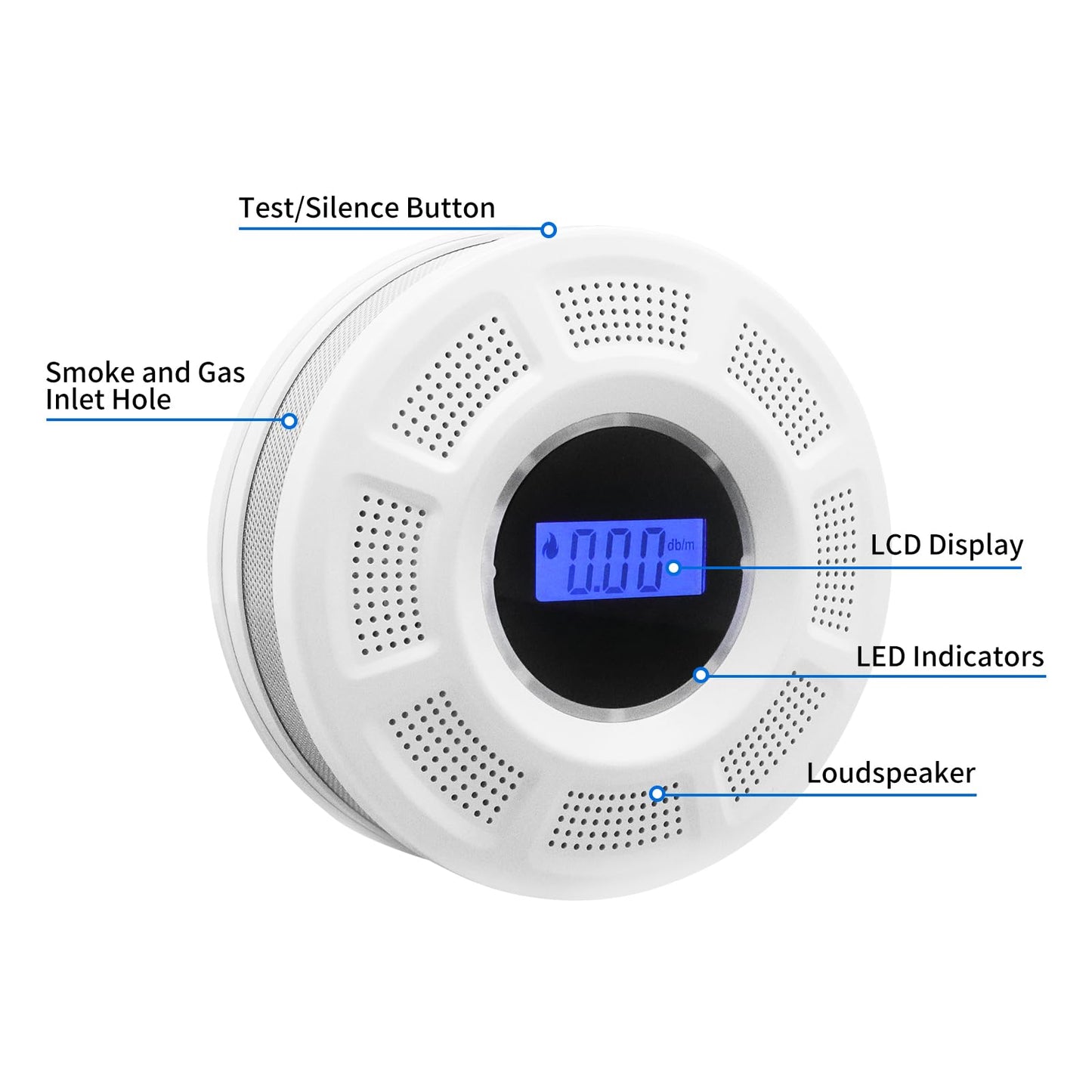 GiiHoo Wireless Interconnected Smoke Carbon Monoxide Detector Battery Powered, Interlinked Combination Smoke and Carbon Monoxide Detector Alarm with Digital Display, Silence Button (White-1)