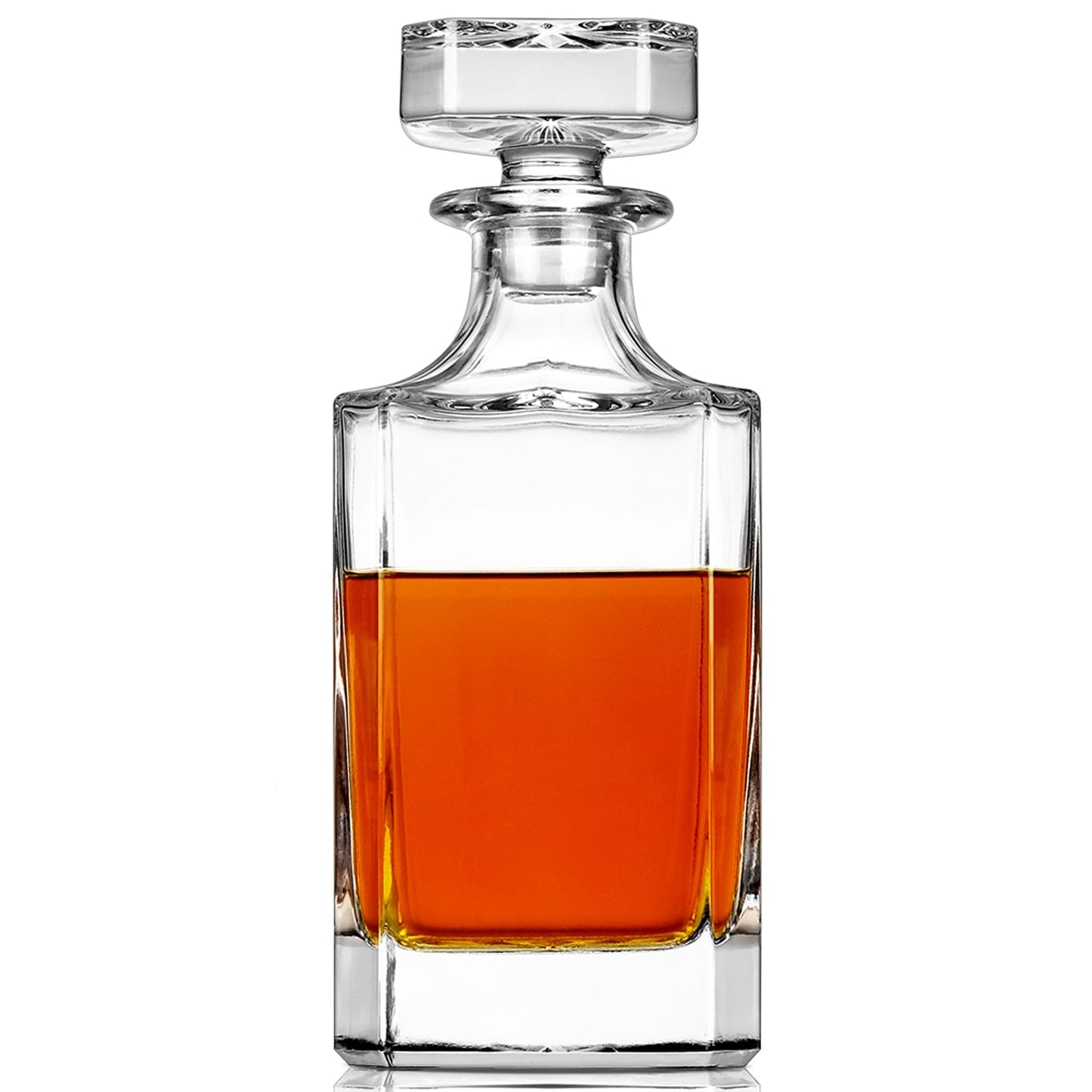 Royalrose Premium ClassicSquare Whiskey Decanter Set, A Timeless Gift for Men, Whiskey Glassware, Anniversary Birthday Gifts for Him Husband Boyfriend (Whiskey Decanter)