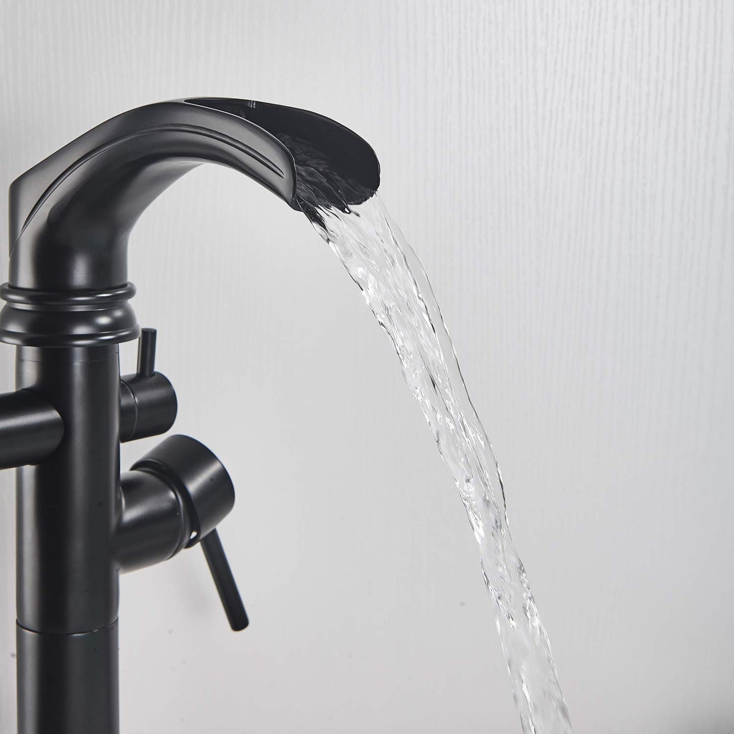 Senlesen Black Freestanding Bathtub Shower Mixer Taps Floor Mounted Single Handle Clawfoot Tub Filler Shower Faucets with Hand Sprayer