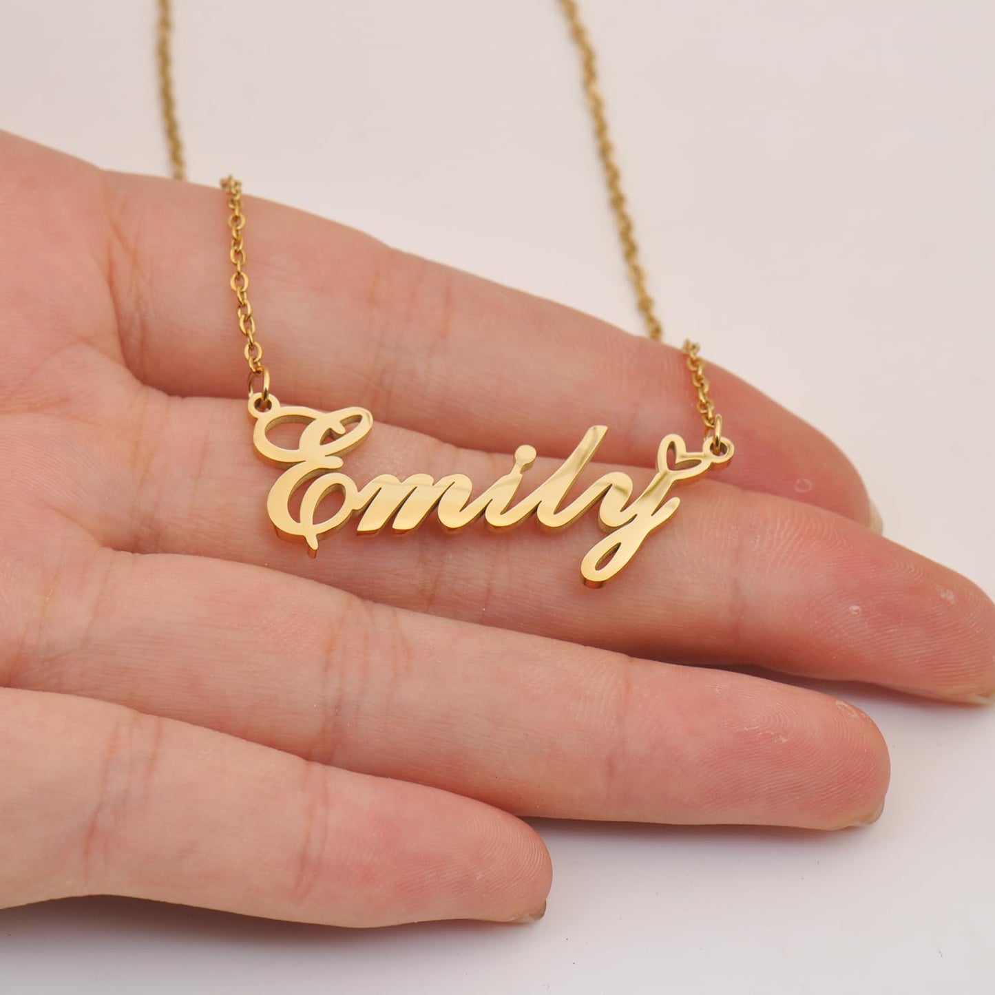 Aoloshow Tessa Name Necklace Heart Charm Pendant 18k Gold Plated Stainless Steel Jewelry for Womens Graduation