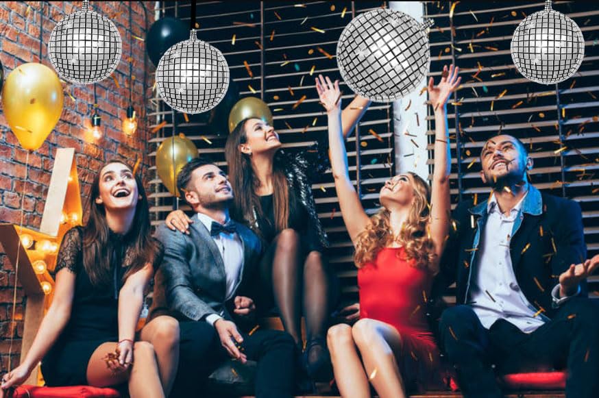 10 PCS Silver Disco Balloon 4D Round Balloon 70s 80s 90s Theme Disco Balloon Decorations Bachelorette Party Birthday Party...