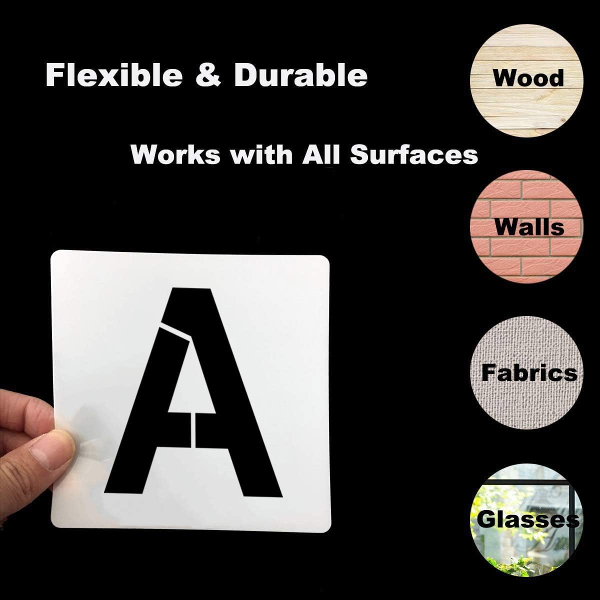 Alphabet Letter and Number Stencils 7 Inch - 40 Pack Large Letters and Numbers Stencil Templates with Signs for Painting on Wood, Reusable Letter Stencils for Chalkboard Signs & Wood Wall Art