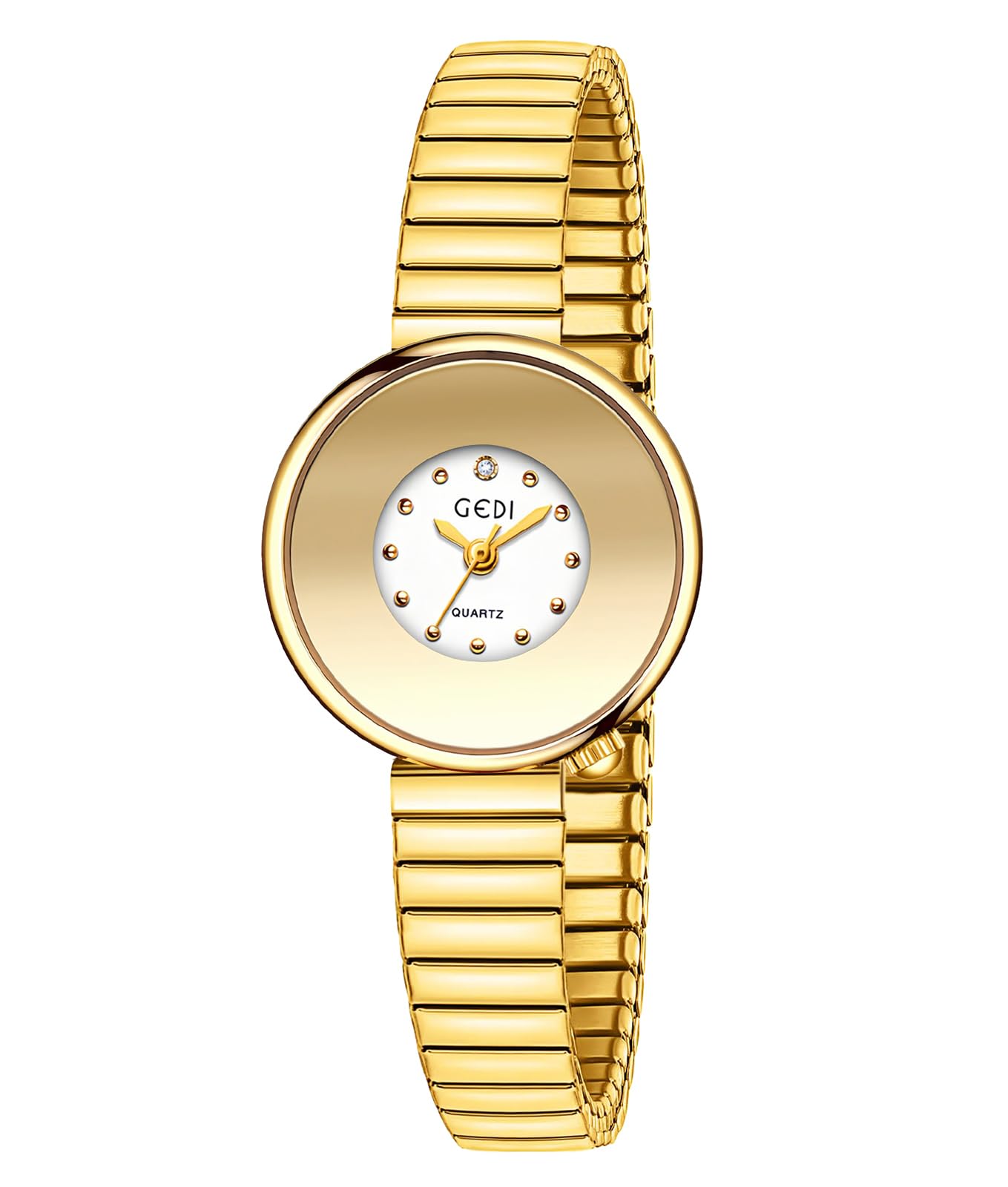 Gosasa Dainty Women's Quartz Watch Easy Reader Vintage Bracelet Watch with Stainless Steel Expansion Band Stylish Gold & Silver Ladies Wristwatch - Comfortable Fit The Wrists of 5.9in - 6.3in
