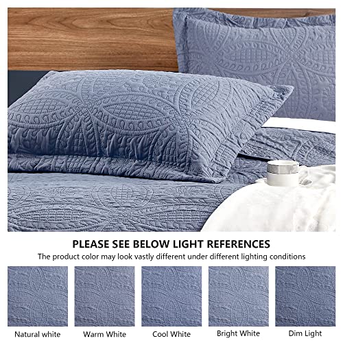 Love's cabin King Size Quilt Set Blue Bedspreads - Soft Bed Summer Lightweight Bedspread Comforter - Modern Style Coin Pat...