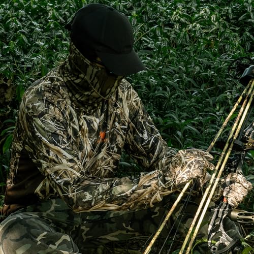 Huntrex Men's Camo Hunting Shirt with Zipper Pocket – UPF 50+ Fishing Shirts Sun Protection Long Sleeve Quick-Drying