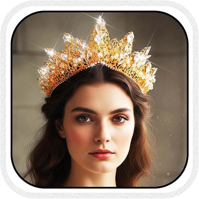 Yean Gold Rhinestone Crown Greek God Crowns and Tiaras Golden Wedding Queen Crown for Women