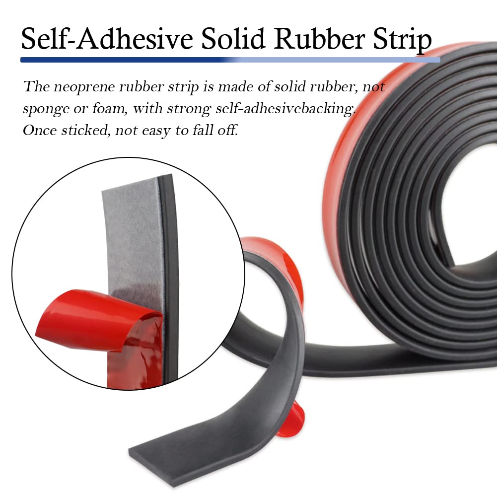 Neoprene Rubber Strips Self Adhesive Solid Rubber Sheets, Rolls & Strips for DIY Gaskets Crafts Pads Seals Warehouse Flooring Neoprene Sheet with Adhesive Backing (1" Wide x 1/8" Thick x 20' Long)