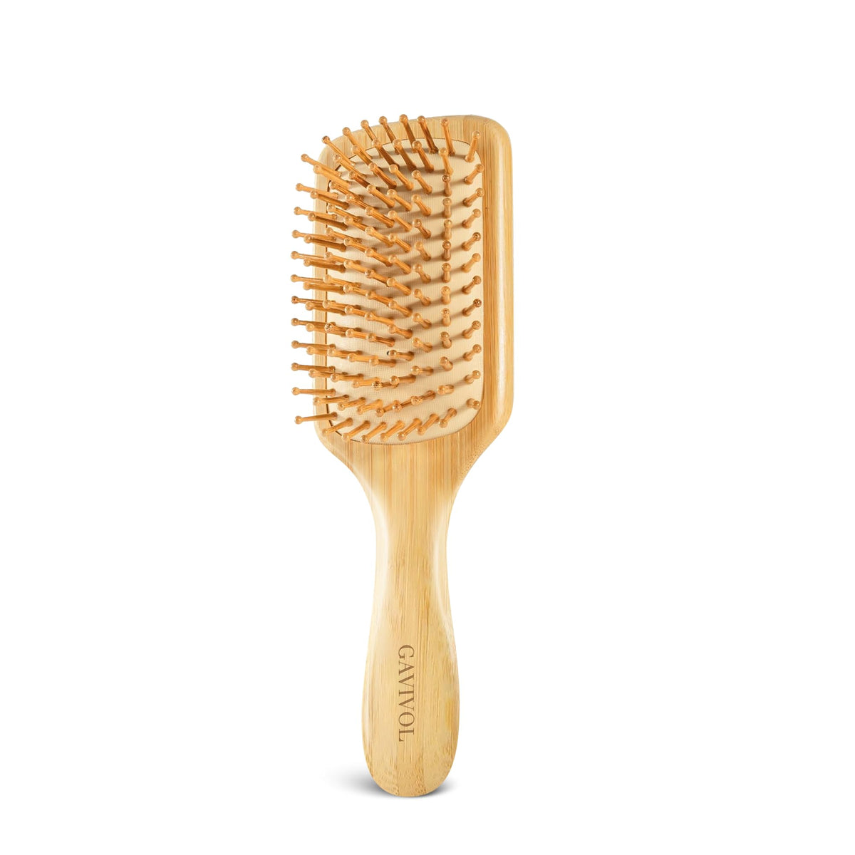 GAVIVOL Bamboo Hair Brush, Paddle Detangling Brush for Scalp Massage & Hair Growth, Anti-Frizz & Static-Free, for Thick, Thin, C