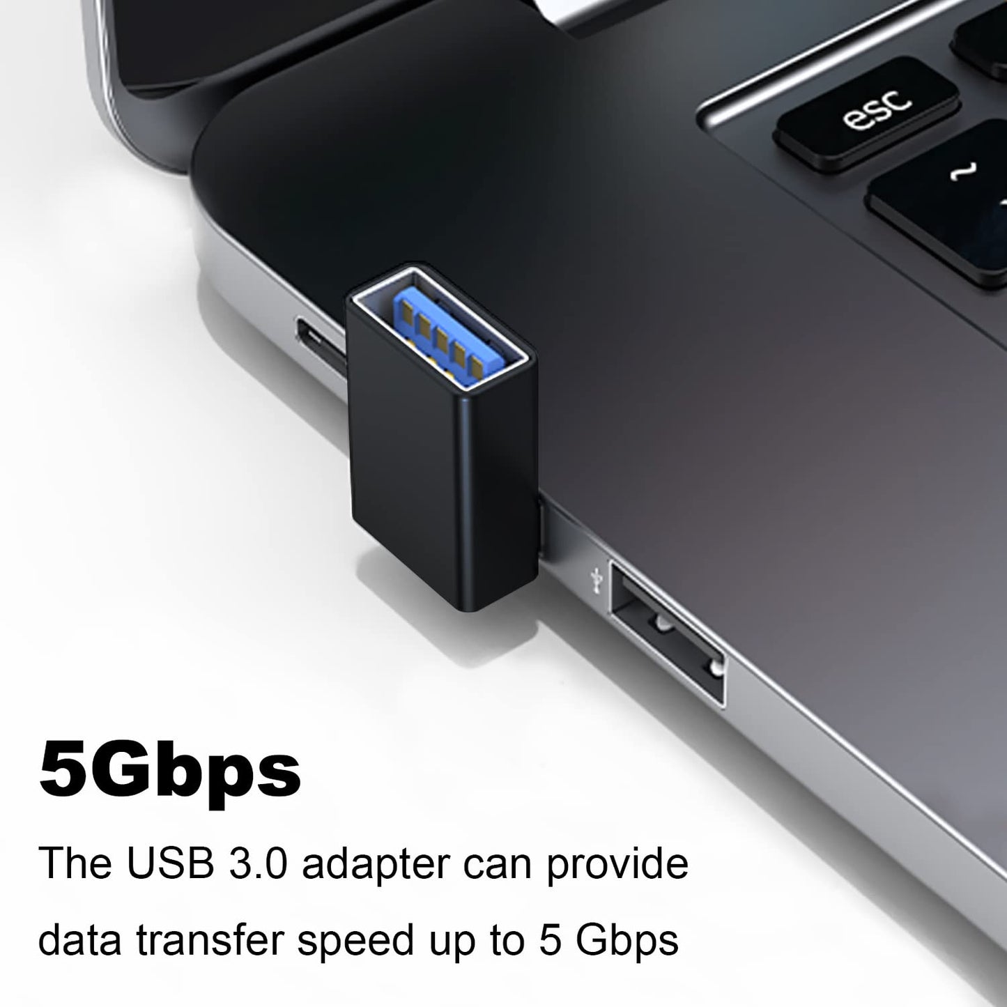Areme 90 Degree Usb 3.0 Adapter 2 Pack, Upward Angle Usb A Male To Female Converter Extender For Pc, Laptop, Usb A Charger, Powe