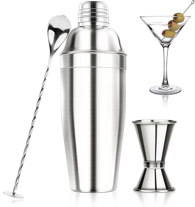 Ohtomber 24OZ Cocktail Shaker Set - Cocktail Bar Martini Drink Shaker Set with Strainer, Stainless Steel Bartender Kit Dri...