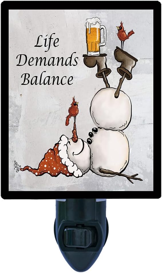 LED Night Light, Life Demands Balance, Snowman, Beer