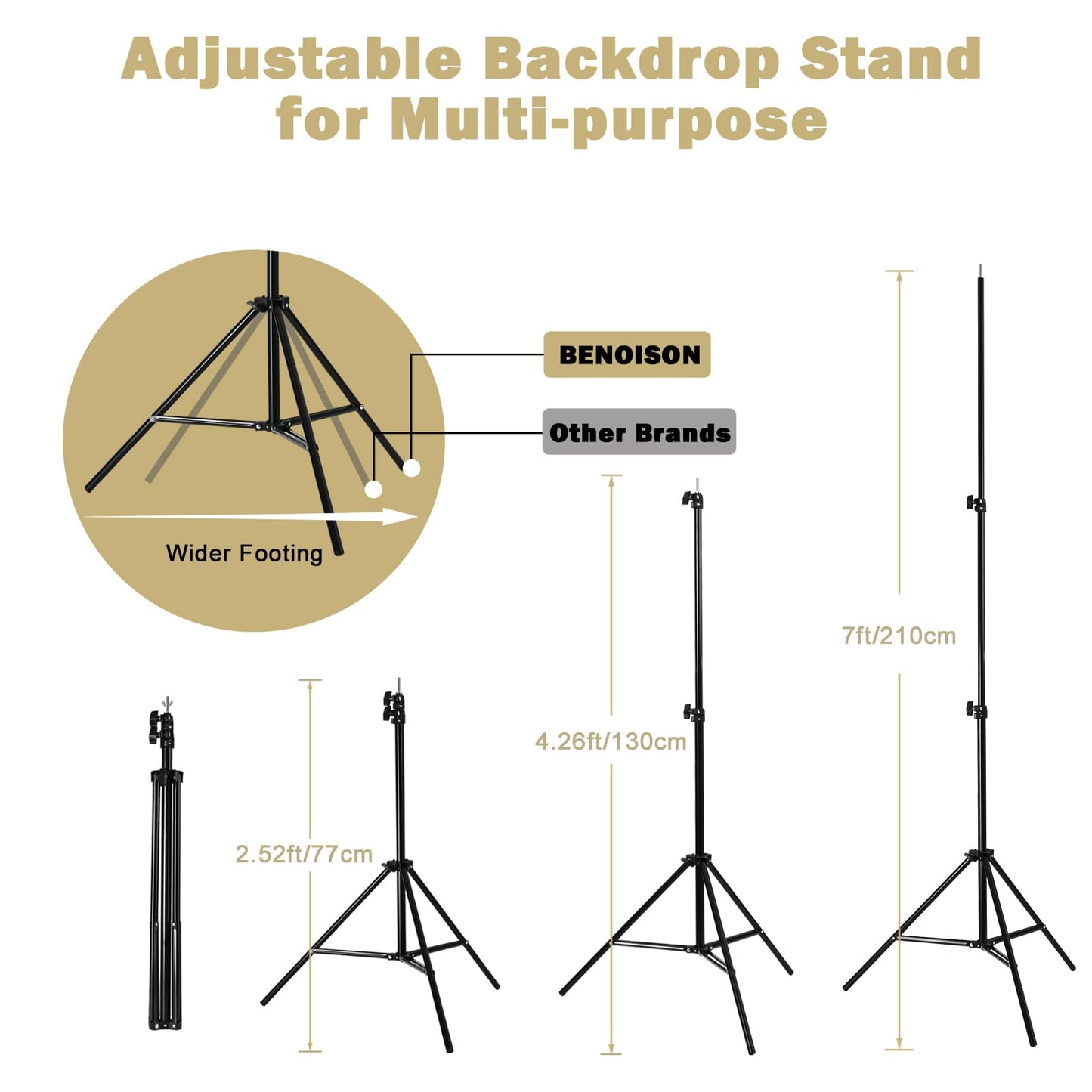 Backdrop Stand - 10x7ft(WxH) Photo Studio Adjustable Background Stand Support kit with 4 Crossbars, 8 Clips, 2 Waterbags and Carry Bag for Parties, Events Decoration, Wedding, Photography