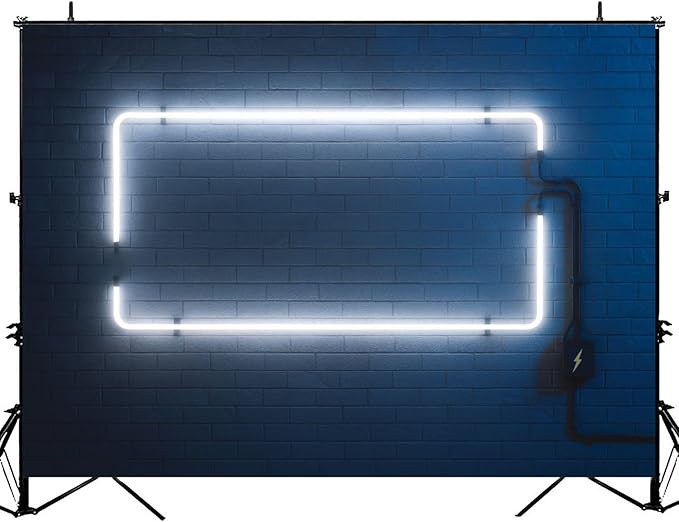 Photography Backdrop Photography Background Stylish Modern White neon Light Frame 3D for Photoshoot Portrait Photo Studio ...