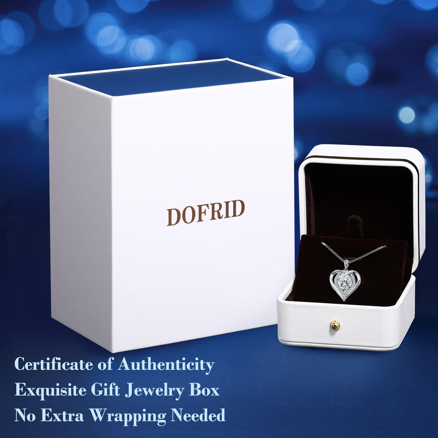 DOFRID Moissanite Necklace for Women, 1-3 Carat Heart Pendant Necklace, 925 Sterling Silver, Anniversary Present for Wife, Women, Birthday Gifts for Wife, Jewelry Gifts for Girlfriend, Mom