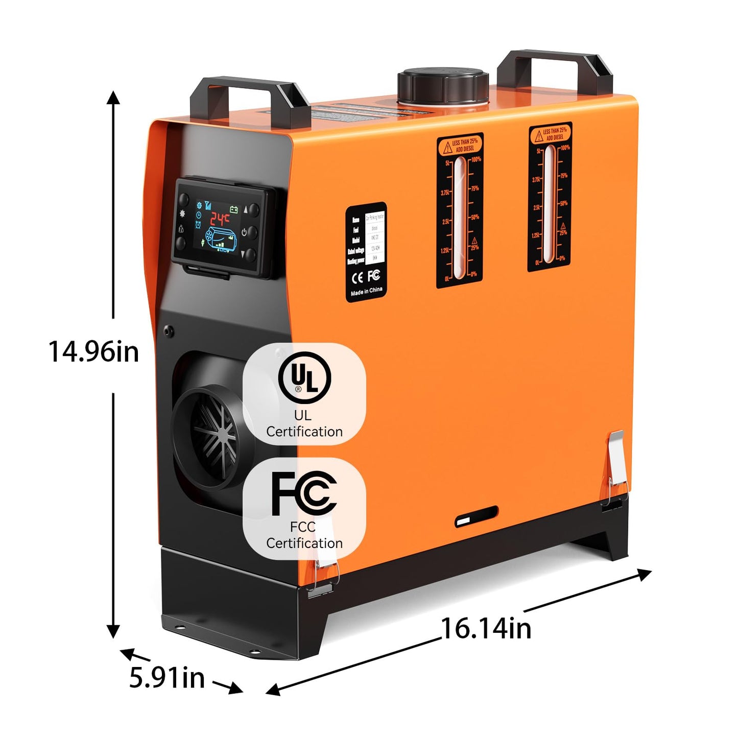 Diesel Heater 12V 8KW with 1.32 Gal Fuel Tank and Remote Control, All in One Air Heater for RV, Truck, Boat, Camper, Car (Orange)