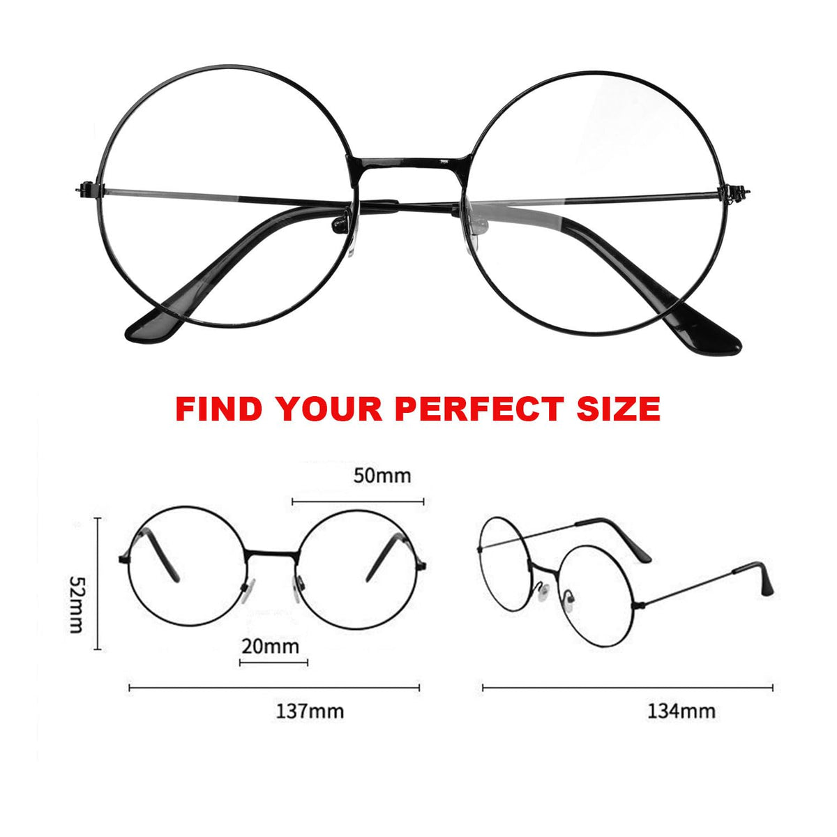 Yilistore 2 Pack Round Costume Glasses,Cosplay Old Man Costume Glasses Santa Gold Round Glasses, Wizard Wire Glasses for Kids Women Halloween Party