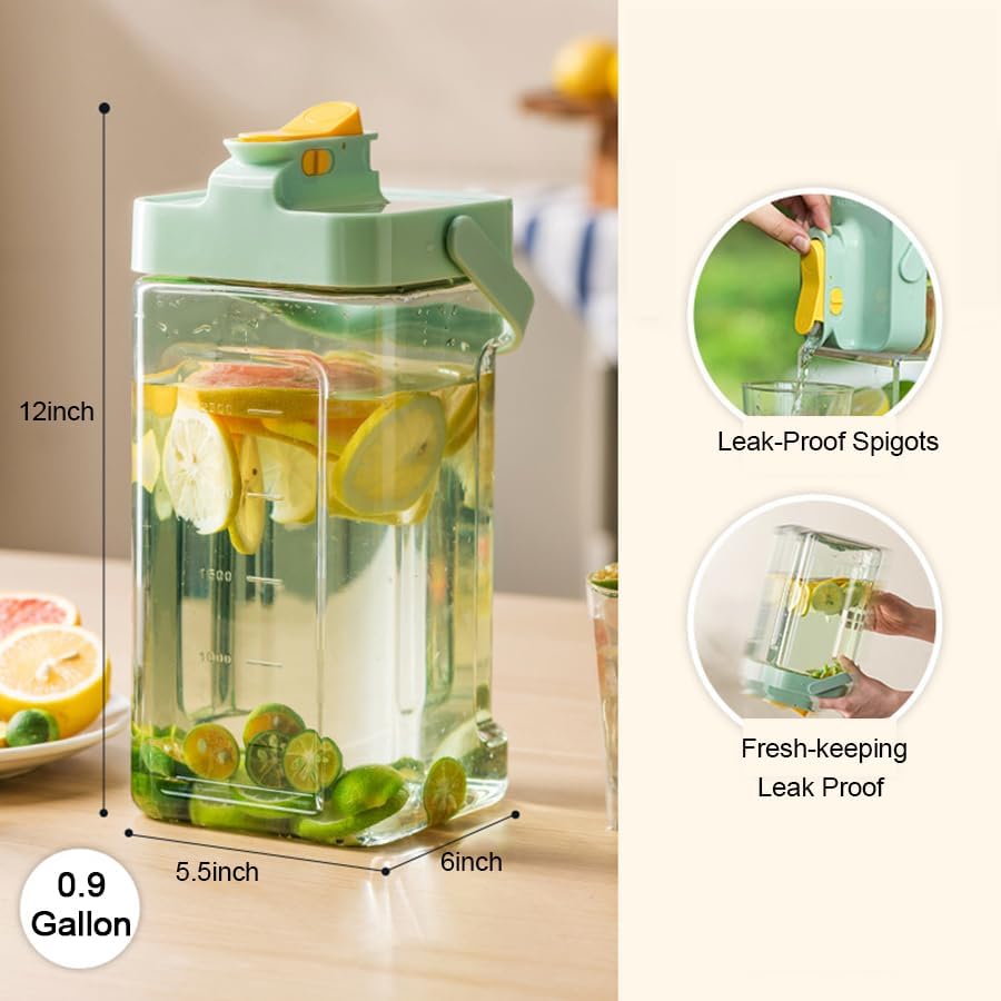 0.9 Gallon Drink Dispenser with Spigot,100% Leakproof,Sealed and Filter screen,Milk,Lemonade Dispenser,Juice Containers Wi...