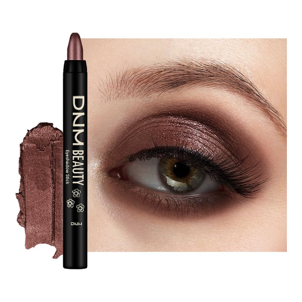evpct Rich Brown Shimmer Cream Eye Shadow Sticks Brightener Pencils for Women, Dark Brown Silky Eyeshadow Applicator Stick Pen W
