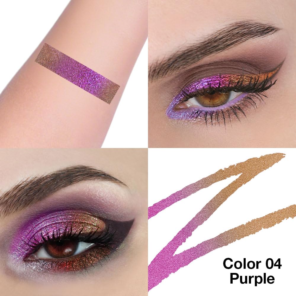 evpct Chameleon Duo Chrome Liquid Eyeliner, Light Dark Purple Glitter Metallic Shimmer Liquid Eyeliner, Multichrome Color Shift,
