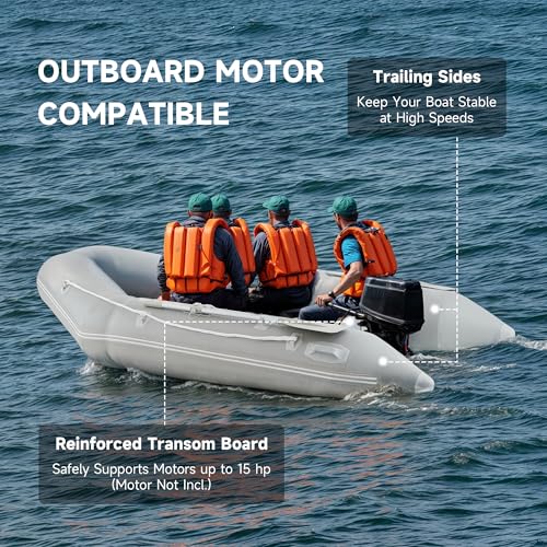 CO-Z 10ft Inflatable Dinghy Boat for 4 Adults, 990lb Capacity Heavy-Duty PVC Raft with Aluminum Floor & Oars, Motor Mount,...