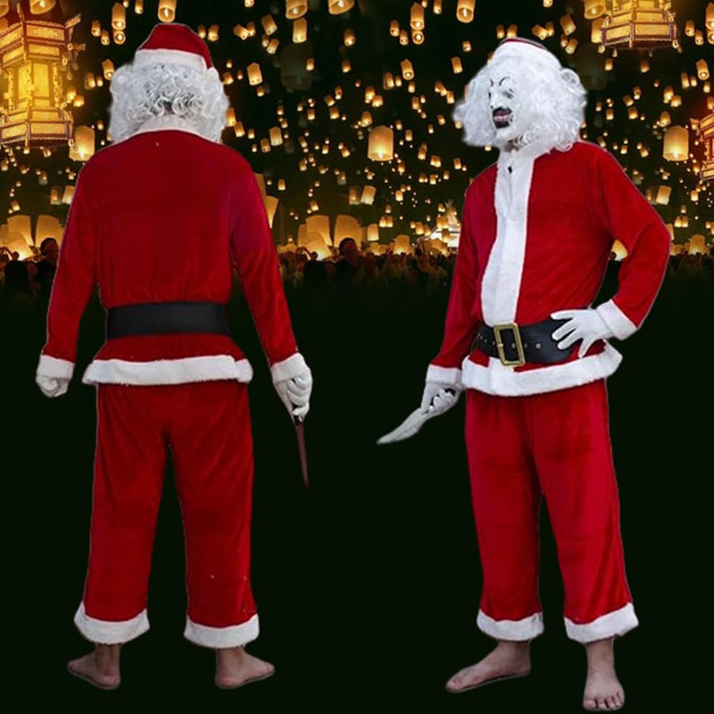 Buyoem Art the Clown Costume Cosplay Halloween The Killer Clown Christmas Costume Cosplay Mask Full Set (Christmas Costume, L)