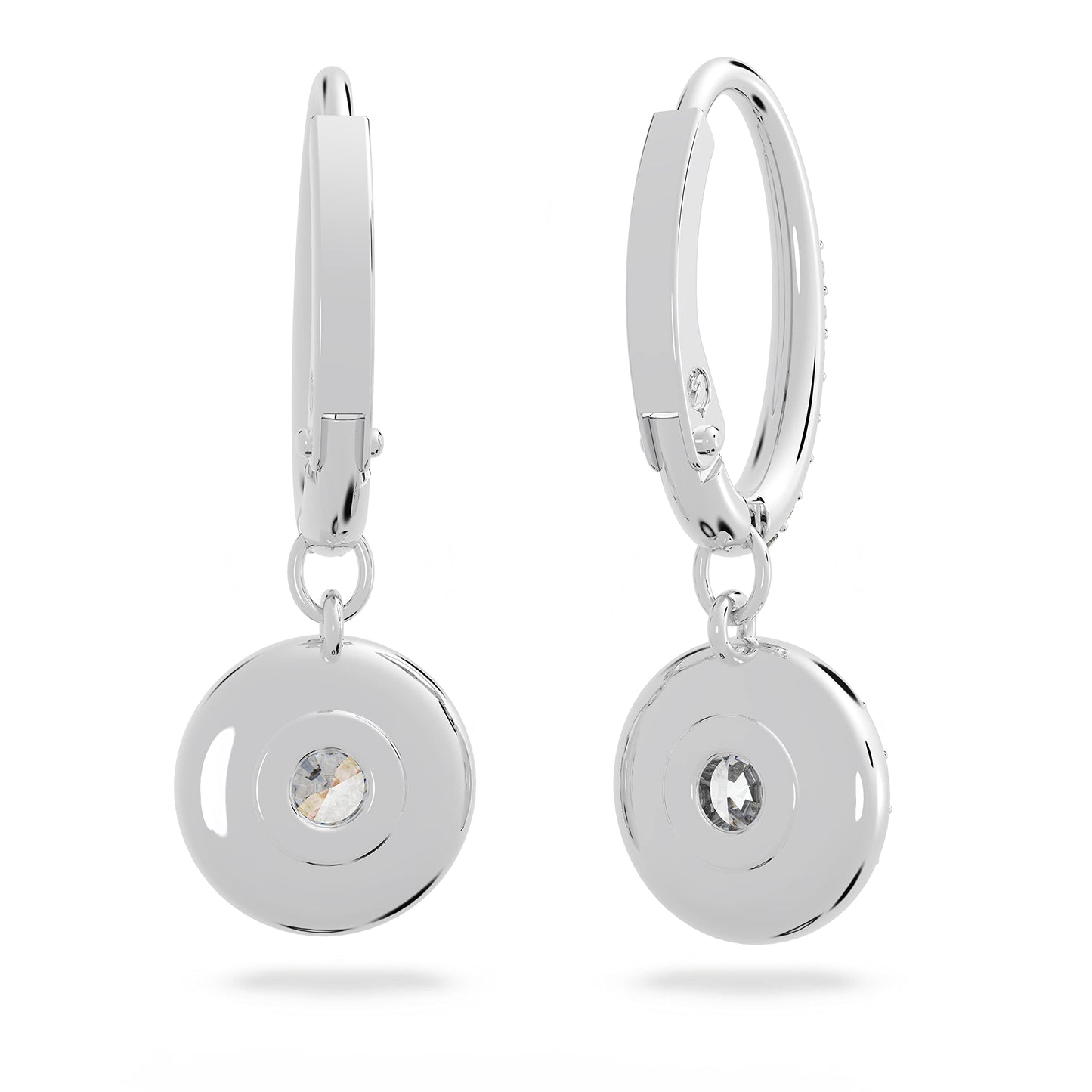 Swarovski Una Angelic Drop Pierced Earrings with Clear Crystals on a Rhodium Plated Setting with Hinge Closure