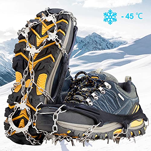 Crampons Ice Cleats Traction Snow Grips for Boots Shoes Women Men Anti Slip 19 Stainless Steel Spikes Safe Protect for Hik...