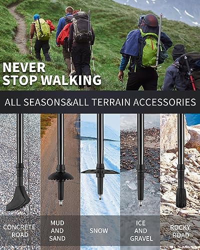 AISUNOURDOOR Lightweight Adjustable Trekking Poles, Aluminum Collapsible Travel Hiking or Walking Sticks for Women Childre...