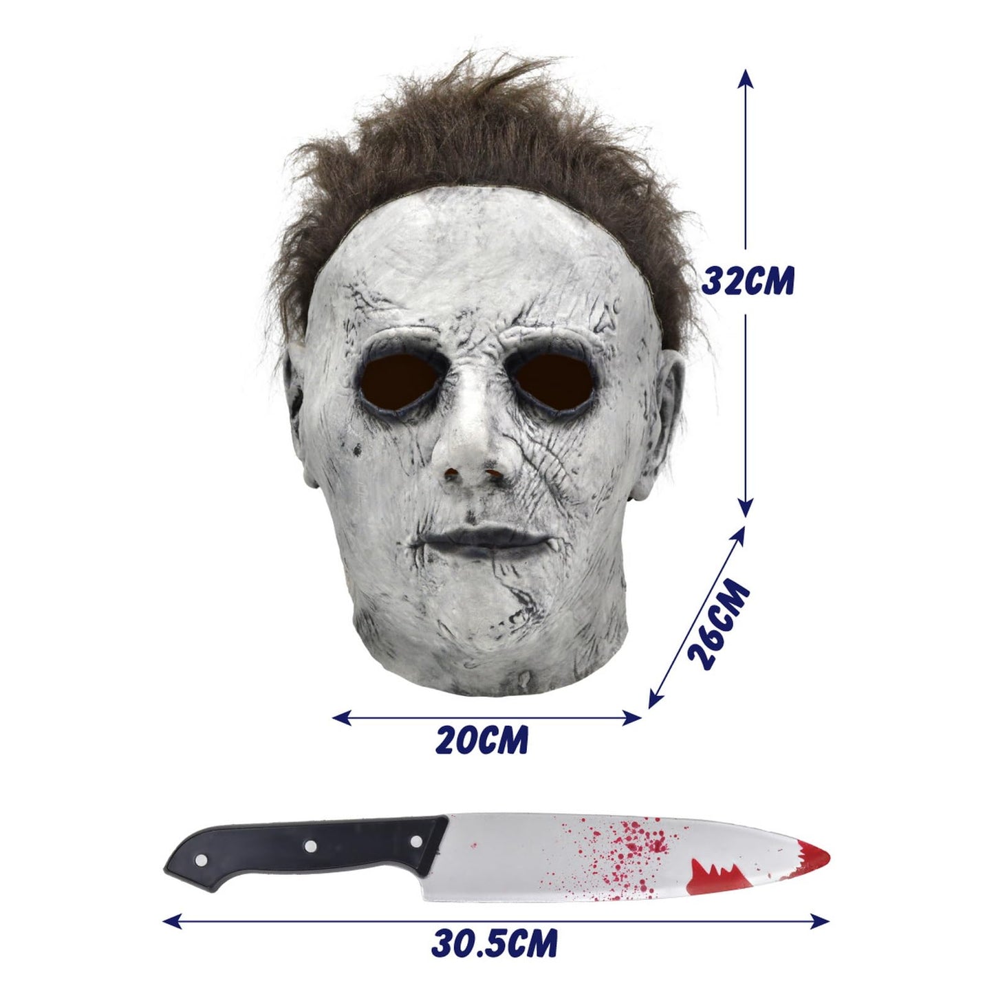QPCOS Halloween Horror Masquerade Cosplay Party Mask Costume Scary Cosplay Mask for Adults (Grey, Medium)