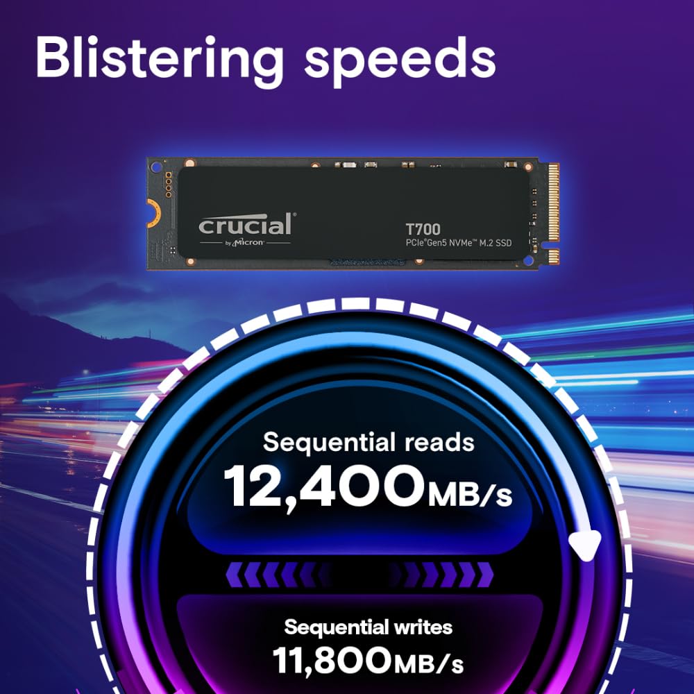 Crucial T700 2Tb Gen5 Nvme M.2 Ssd - Up To 12,400 Mb/S - Directstorage Enabled - Ct2000T700Ssd3 - Gaming, Photography, Video Edi