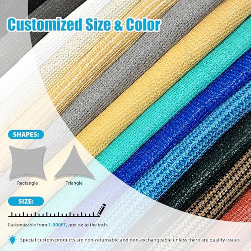 Amagenix Sun Shade Sail 16'X20' Curved Edge Outdoor Shade Canopy Sand Breathable 95% UV Block Shade Cloth for Patio Garden...