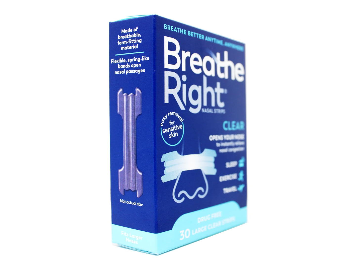 (120 Strips) Breathe Right Nasal Strips Clear Large for Sensitive Skin