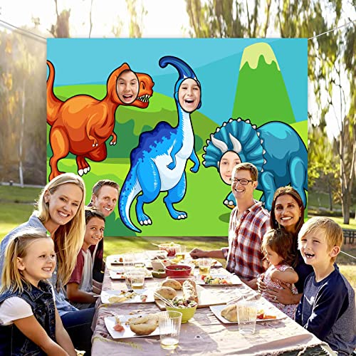 Cute Dinosaur Photo Banner Backdrop Background Photo Booth Props Triceratops T-Rex Face Party Dino Theme Decor for Safari ...