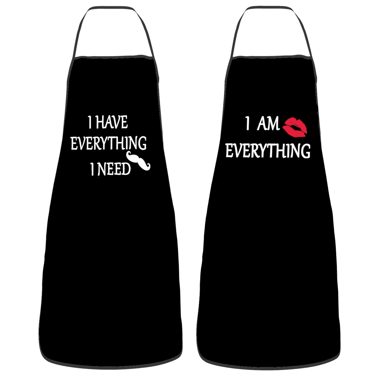 Dumoldpa 2Pcs Aprons Funny I Have Everything & I Am Everything Cooking Kitchen Aprons for Women Men Chef Valentine's Day Anniversary Wedding Gifts for Couple Cool Bridal Engagement Gifts