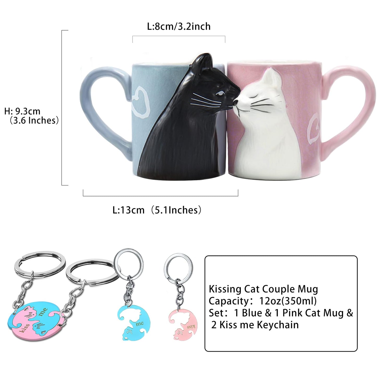 Couple Gifts Kissing Cat Coffee Mug Set Engagement Gifts for Couples Mr and Mrs Presents Anniversary Wedding Gift for couple 2025 Cute Mugs Gift Cat Mugs for cat Lovers