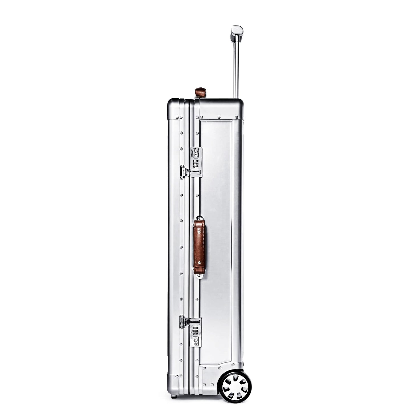 Sterling Pacific - 80L Check In Travel Case – Full Aluminum Luggage, Italian Leather Handles