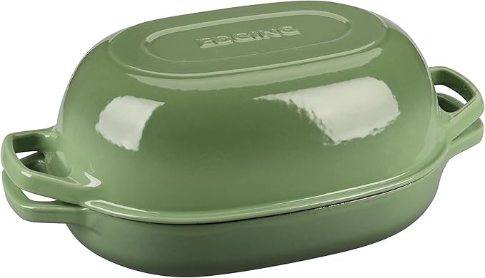 Enameled Cast Iron Oval Dutch Oven Pot with Lid, Dutch Oven for Sourdough Bread Baking, Oval Bread Pan, Bread Oven, Bread Dutch Oven, 7qt, Pistachio Green