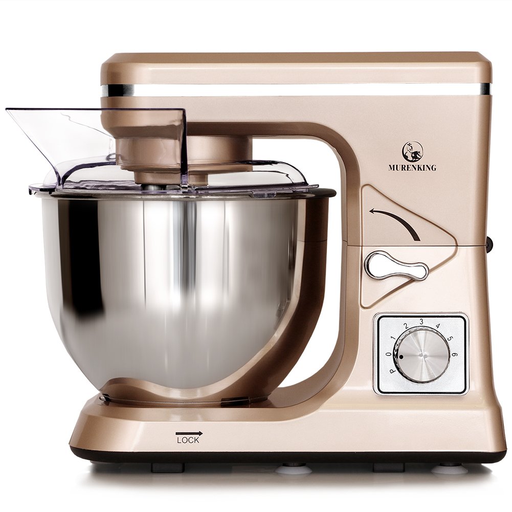 MURENKING Stand Mixer,5.3-Qt & 500W & 6+P Speed MK36 Tilt-Head Kitchen Electric Food Mixers Home Baking Dough Machine with Accessories (Champagne)